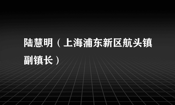 陆慧明（上海浦东新区航头镇副镇长）