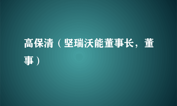 高保清（坚瑞沃能董事长，董事）