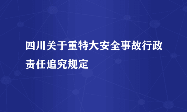 四川关于重特大安全事故行政责任追究规定