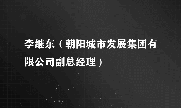 李继东（朝阳城市发展集团有限公司副总经理）