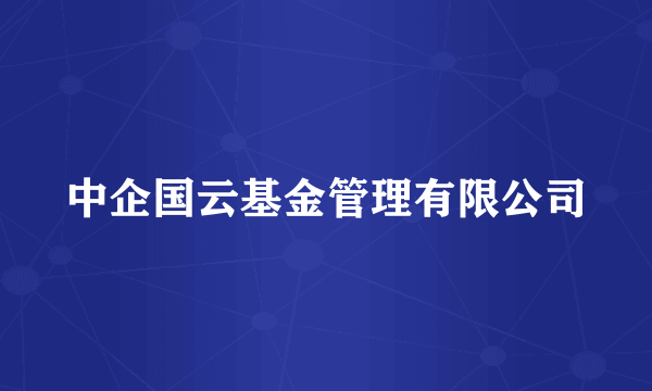 中企国云基金管理有限公司