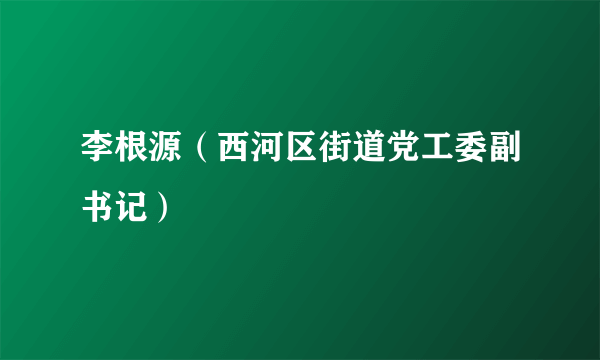 李根源（西河区街道党工委副书记）