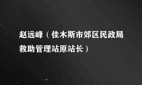 赵远峰（佳木斯市郊区民政局救助管理站原站长）