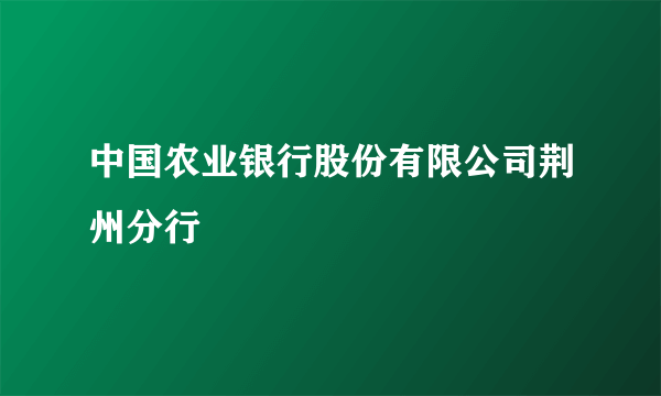 中国农业银行股份有限公司荆州分行