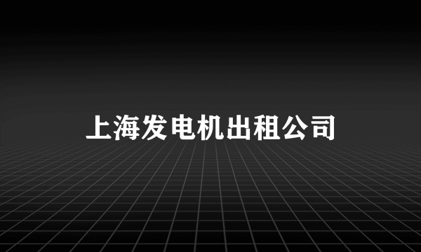 上海发电机出租公司