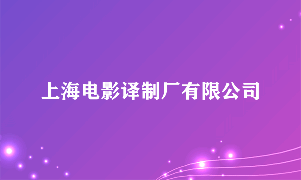 上海电影译制厂有限公司