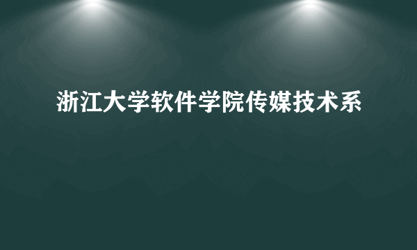 浙江大学软件学院传媒技术系