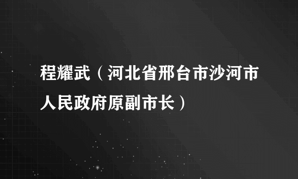 程耀武（河北省邢台市沙河市人民政府原副市长）