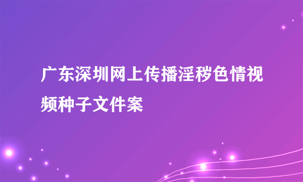 广东深圳网上传播淫秽色情视频种子文件案