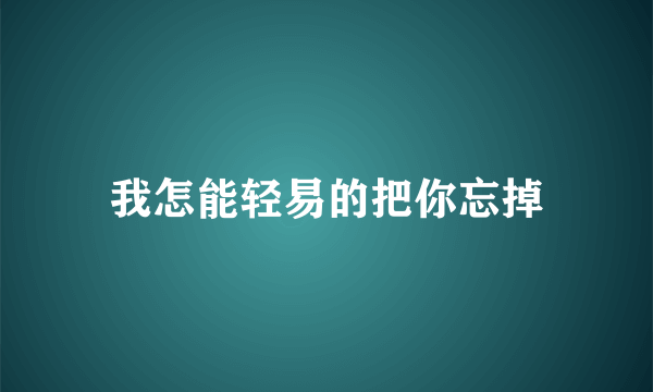 我怎能轻易的把你忘掉
