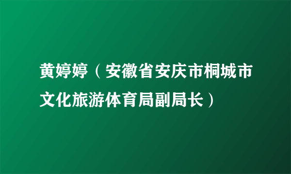 黄婷婷（安徽省安庆市桐城市文化旅游体育局副局长）