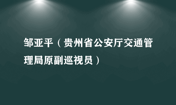 邹亚平（贵州省公安厅交通管理局原副巡视员）
