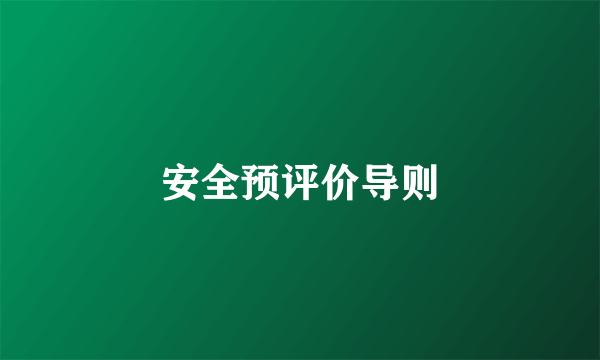 安全预评价导则