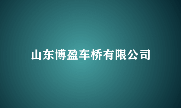 山东博盈车桥有限公司
