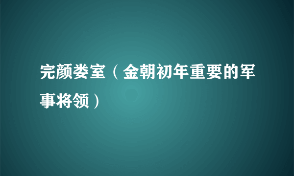 完颜娄室（金朝初年重要的军事将领）