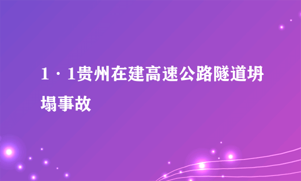 1·1贵州在建高速公路隧道坍塌事故
