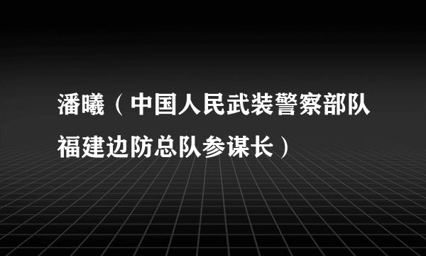 潘曦（中国人民武装警察部队福建边防总队参谋长）
