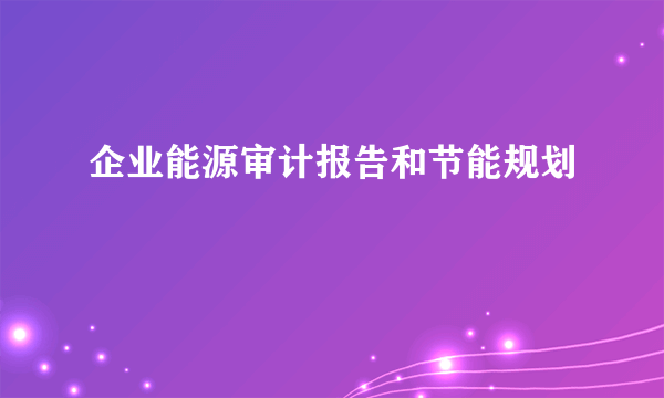 企业能源审计报告和节能规划
