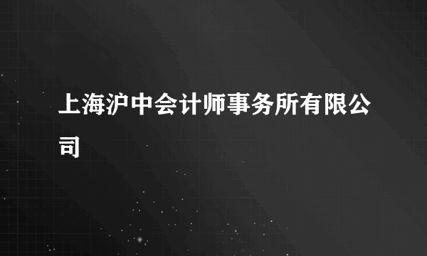 上海沪中会计师事务所有限公司