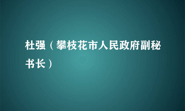 杜强（攀枝花市人民政府副秘书长）