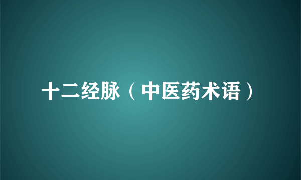 十二经脉（中医药术语）