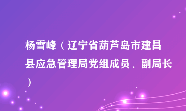 杨雪峰（辽宁省葫芦岛市建昌县应急管理局党组成员、副局长）