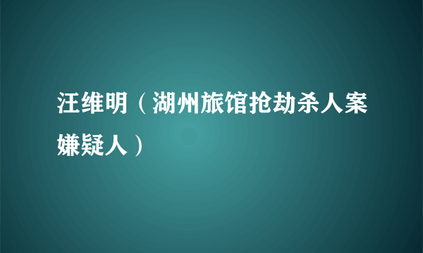 汪维明（湖州旅馆抢劫杀人案嫌疑人）