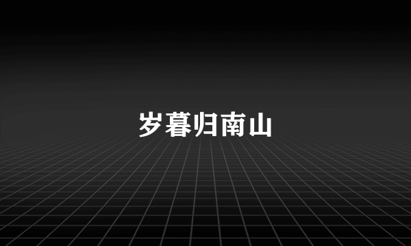 岁暮归南山