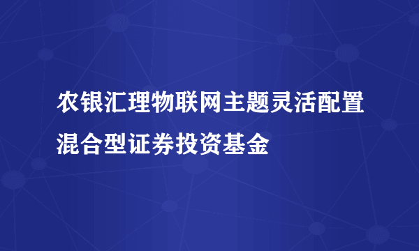 农银汇理物联网主题灵活配置混合型证券投资基金