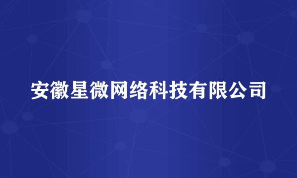 安徽星微网络科技有限公司