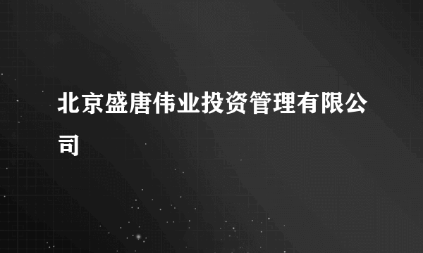 北京盛唐伟业投资管理有限公司