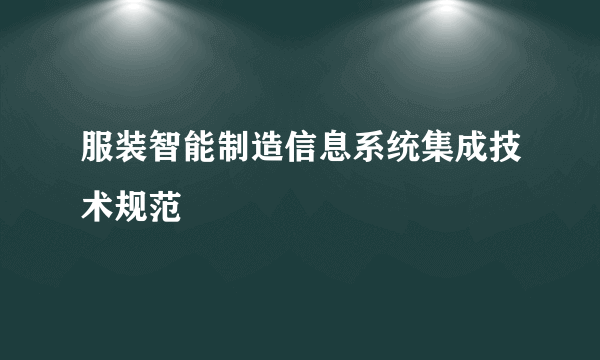 服装智能制造信息系统集成技术规范