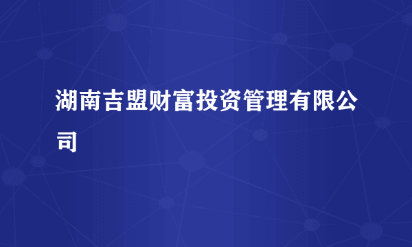 湖南吉盟财富投资管理有限公司