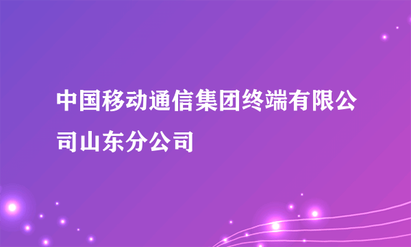 中国移动通信集团终端有限公司山东分公司