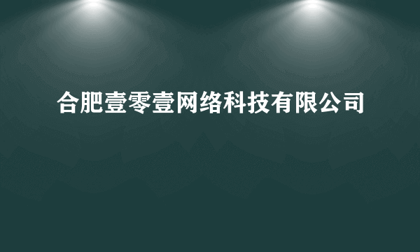 合肥壹零壹网络科技有限公司