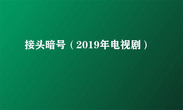 接头暗号（2019年电视剧）