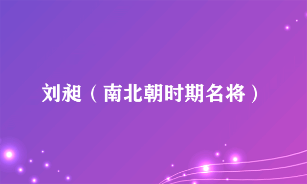 刘昶（南北朝时期名将）