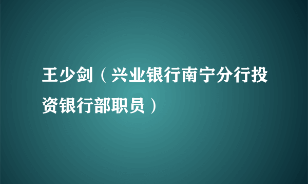 王少剑（兴业银行南宁分行投资银行部职员）