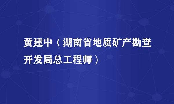 黄建中（湖南省地质矿产勘查开发局总工程师）