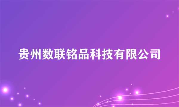 贵州数联铭品科技有限公司