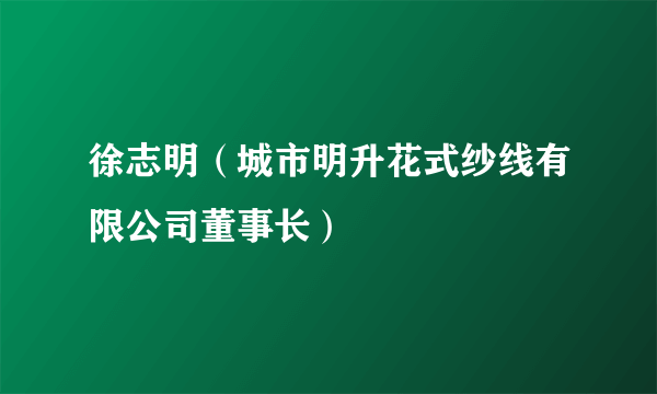徐志明（城市明升花式纱线有限公司董事长）