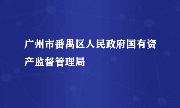 广州市番禺区人民政府国有资产监督管理局