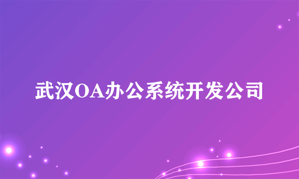 武汉OA办公系统开发公司