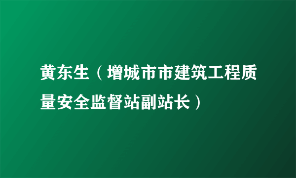 黄东生（增城市市建筑工程质量安全监督站副站长）