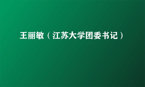 王丽敏（江苏大学团委书记）