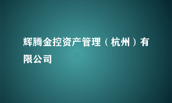 辉腾金控资产管理（杭州）有限公司