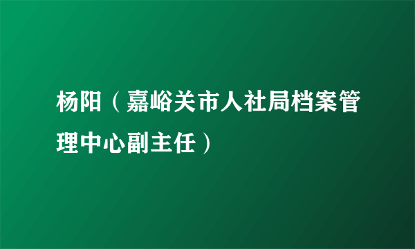 杨阳（嘉峪关市人社局档案管理中心副主任）