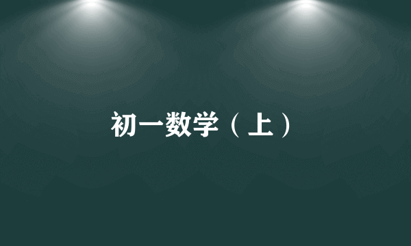 初一数学（上）