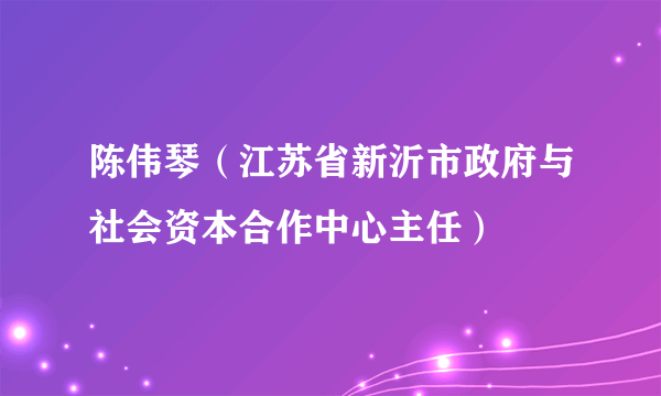陈伟琴（江苏省新沂市政府与社会资本合作中心主任）