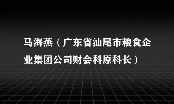 马海燕（广东省汕尾市粮食企业集团公司财会科原科长）